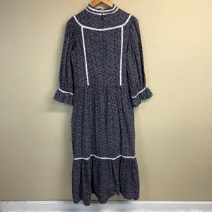 Anthropologie Meadows Amaryllis Blue White Floral Peasant Boho Dress Size 6 thumbnail 3