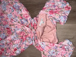 Pink floral dress with blue purple pink flowers thumbnail 4