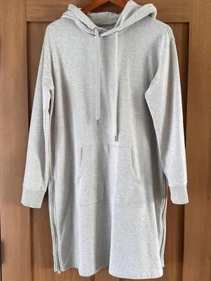 Garnet Hill Trainer Hooded Sweater Mini Dress Oatmeal Beige Women’s size Small thumbnail 1