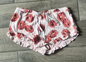 PINK Victoria's Secret Pink and Red Pajama Shorts with Ruffled Hem thumbnail 1