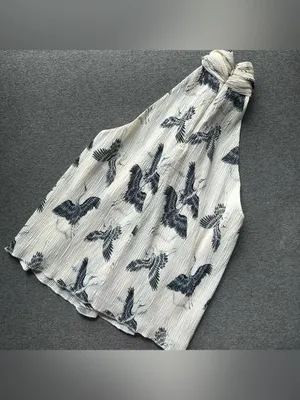 Anine Bing Becca Crane Print Halter Neck Top Medium thumbnail 7