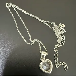 925 Sterling Silver Heart Clear CZ Pendant Necklace 4g. thumbnail 6