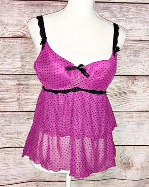 Jaclyn Smith Pink and Black Polka Dot Camisole Size L thumbnail 1