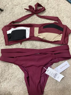 New. PQ & Becca color block bikini. Small. Retails $159 thumbnail 7