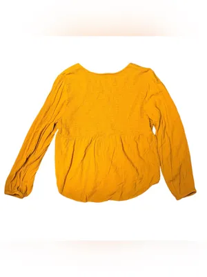Sonoma Mustard Yellow Smocked Babydoll Peasant Blouse Large Boho Hippie thumbnail 5