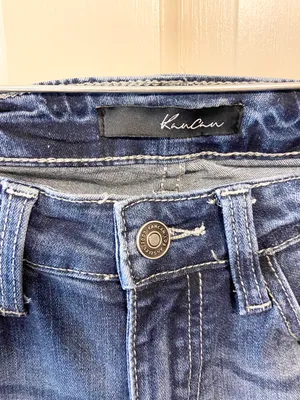 KanCan USA dark wash skinny stretch jeans with whiskering thumbnail 5