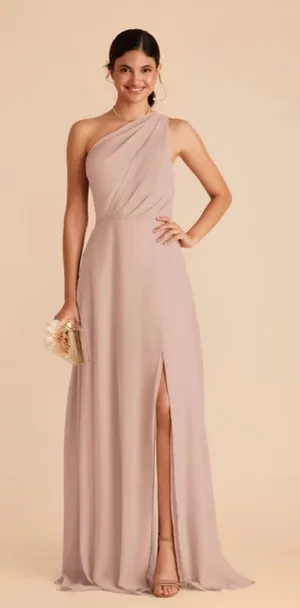 NEW Birdy Grey Kira Bridesmaid Dress With Slit In Chiffon Taupe size XS $105 thumbnail 1