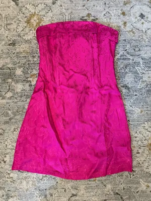 Mini Sky to Moon Dress Pink Strapless Satin Floral Print thumbnail 1