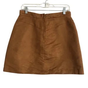 H&M Vegan Faux Leather Suede Button Front High Rise Mini Skirt 10 thumbnail 2