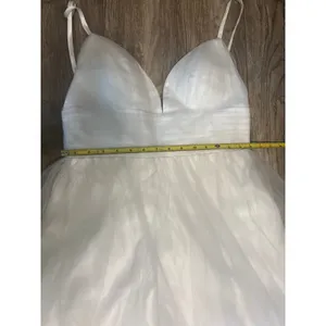 White Satin with Tulle Lace Up Back Wedding Prom Dress Bridal Gown‎ thumbnail 7