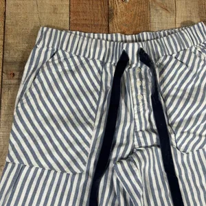 Aerie Pajama Pants Small Blue Stripe Velvet Trim Cozy Preppy Lounge Soft Classic thumbnail 3
