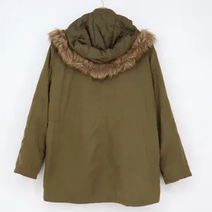 Shinestar Parka Women L Olive Green Faux Fur Trim Hooded Jacket thumbnail 4