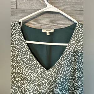 JODIFL Green Floral‎ Ruffle Sleeve V Neck Mini Dress Women's Size S thumbnail 3