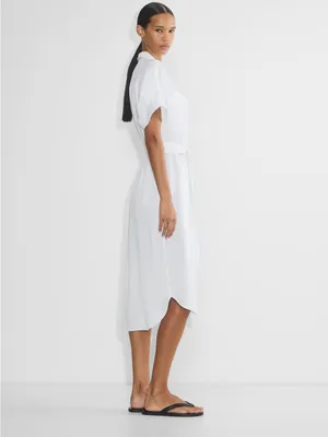 Aritzia Babaton Network Relaxed Drapey Twill Button Up Midi Dress Size L thumbnail 13