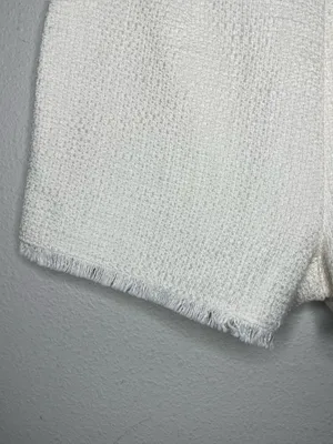 Cinq a Sept Allen Boucle High Rise Frayed Hem Shorts in Gardenia Size 6 thumbnail 9