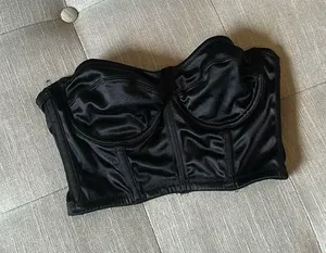 UO Out From Under Black Satin‎ Strapless Corset Top Size Medium thumbnail 1