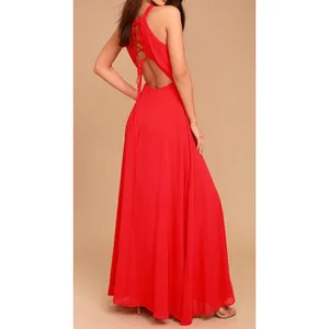 NWT Lulus Size Large Super Starlet‎ Red Lace-Up Maxi Dress Open Back Sexy thumbnail 2