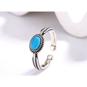 NEW Women's Boho Turquoise Ring, 925 Sterling Silver‎ Adjustable thumbnail 14