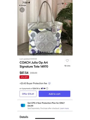 COACH Julia Op Art Signature Tote 14970 thumbnail 9