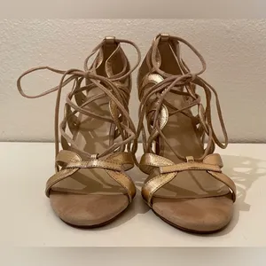 RAYE Revolve Bella Elegant Strappy Gold Rose Leather‎ Heels Size 6.5 thumbnail 6