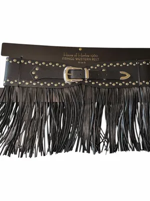 NWT House of Harlow 1960 Black Fringe Western Belt with Silver Hardware Medium thumbnail 3