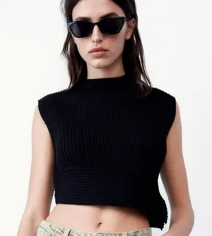 ZARA Knit Top Asymmetrical thumbnail 1