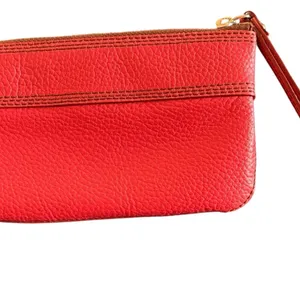 Kate Spade Geranium Pebble Leather Wristlet Bag Bow Gold Hardware Logo Interior thumbnail 3