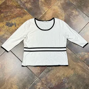 Cato White Sweater Black Outline 3/4 Sleeve XL Top thumbnail 6