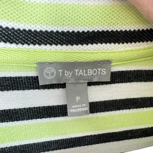 T‎ By Talbots Cotton Blend Striped Terry Cloth 3/4 Sleeve 1/4 Zip Size Small P thumbnail 5