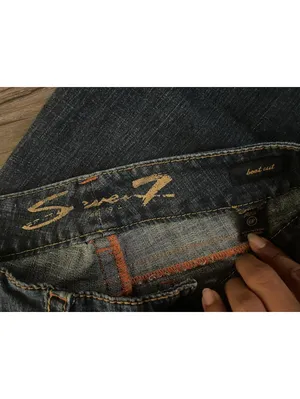VTG Seven7 Bootcut Jeans Sz 6P Blue Dark Wash Embroidered thumbnail 3