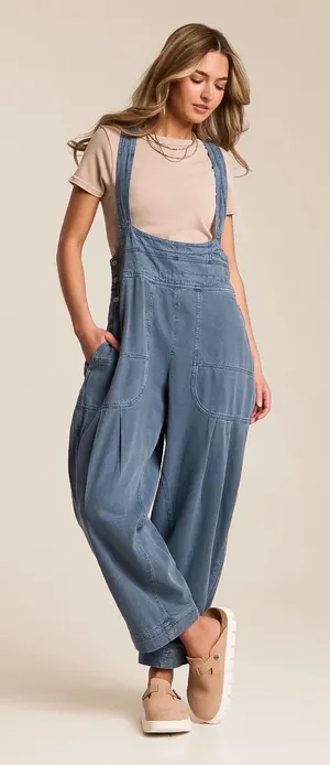 Free People We The Free Felix Tapered Overalls Blue Size XS NWOT $148 retail thumbnail 1