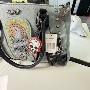 NWT Ed Hardy Denim Eagle Rhinestone Tote Bag - Y2K Vintage Style thumbnail 18