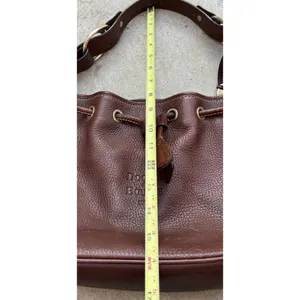Vintage Dooney & Bourke Dark Brown Leather Drawstring Shoulder Bag Purse RARE thumbnail 7