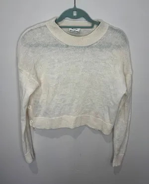 Acne Studios Ryssa Alpaca Merino Wool Cream Cropped‎ Sweater Sz S thumbnail 1