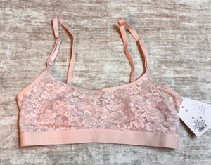 Auden Women’s Small Pink Lace Lightly Lined Scoop Bralette Mesh Pullover New thumbnail 1