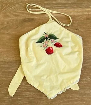 Cider Halter Top Cherry Embroidery Size XS Yellow Red Green thumbnail 1