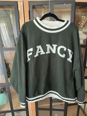 Shop Fancy Mockneck sweatshirt varsity patch letters christmas collection forest thumbnail 5