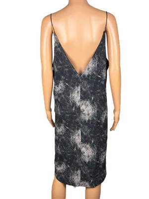 HURLEY Abstract Black Gray Strappy Slip Dress Rounded Hem Large thumbnail 5