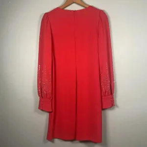 Calvin Klein Red Beaded Sleeve‎ Sheath Midi Dress Size 6 Holiday Party Cocktail thumbnail 7