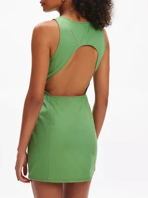 KIMCHI BLUE Sandy Open Back Green Button-Front Sleeveless Mini Dress thumbnail 3
