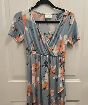 STORY Blue Summer Floral Maxi Hi Low Wrap Dress Womens S Casual‎ Party Boho thumbnail 1