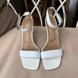 Bruno Valenti Leather Square‎ Toe Stiletto Sandal in White Size 10 thumbnail 5