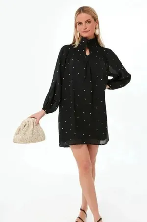 Tuckernuck Pomander Place Taylor Black White Polka Dot Mini Dress XS thumbnail 1