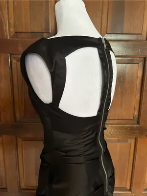 Hailey Logan Adrianna Papell Black Satin‎ Cutout Ruched Prom Party Dress Sz 3/4 thumbnail 5