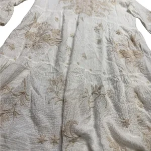 ✨🦚 Johnny Was Workshop Sheer Ivory Tiered Peacock Dress‎ Sz M 🦚✨ thumbnail 3