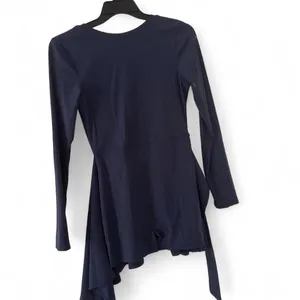Navy Blue Long Sleeve Tie Front Romper Dress Skort thumbnail 5