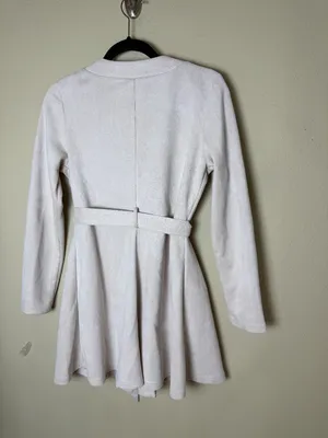 TRIPLE SEVEN Faux Suede Belted Longline Blazer Jacket Belted Waist Size Small thumbnail 4