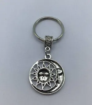 New sun and moon silver or gray dangle keychain thumbnail 5