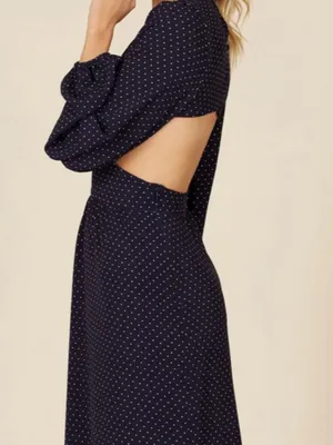 Park & Fifth Avery Cutout Long Sleeve Polka Dot Maxi Dress Small Fall Wedding thumbnail 3