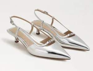 Sam Edelman Toni Silver Pointed Slingback Kitten Heels 6.5 thumbnail 1